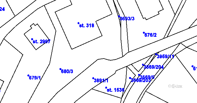 Parcela st. 680/1 v KÚ Lanškroun, Katastrální mapa