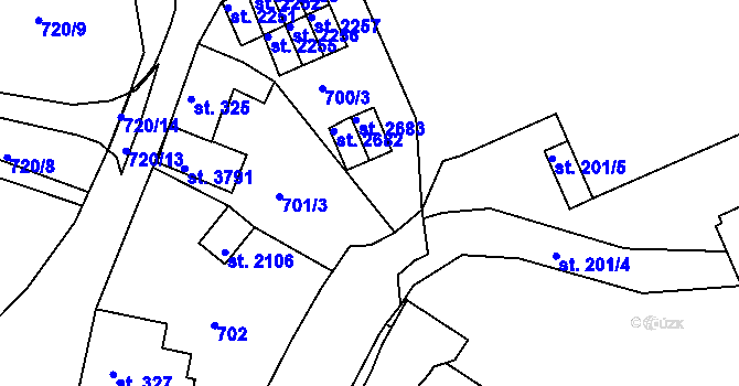 Parcela st. 700/1 v KÚ Lanškroun, Katastrální mapa