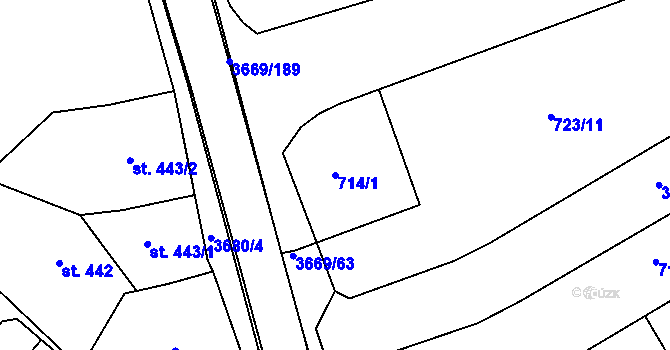 Parcela st. 714/1 v KÚ Lanškroun, Katastrální mapa