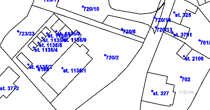 Parcela st. 720/2 v KÚ Lanškroun, Katastrální mapa