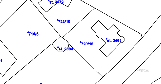 Parcela st. 720/15 v KÚ Lanškroun, Katastrální mapa