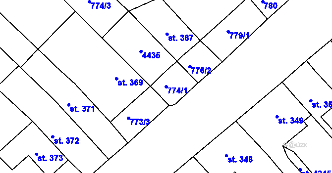 Parcela st. 774/1 v KÚ Lanškroun, Katastrální mapa