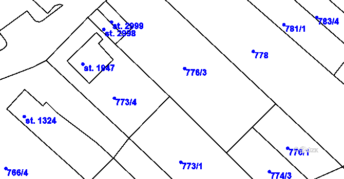 Parcela st. 774/2 v KÚ Lanškroun, Katastrální mapa