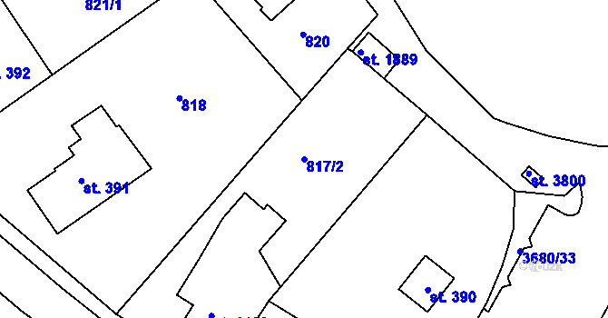 Parcela st. 817/2 v KÚ Lanškroun, Katastrální mapa