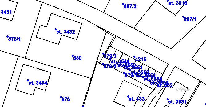 Parcela st. 879/3 v KÚ Lanškroun, Katastrální mapa