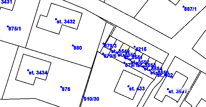 Parcela st. 879/6 v KÚ Lanškroun, Katastrální mapa