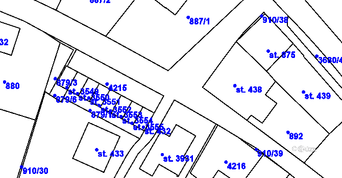 Parcela st. 910/17 v KÚ Lanškroun, Katastrální mapa