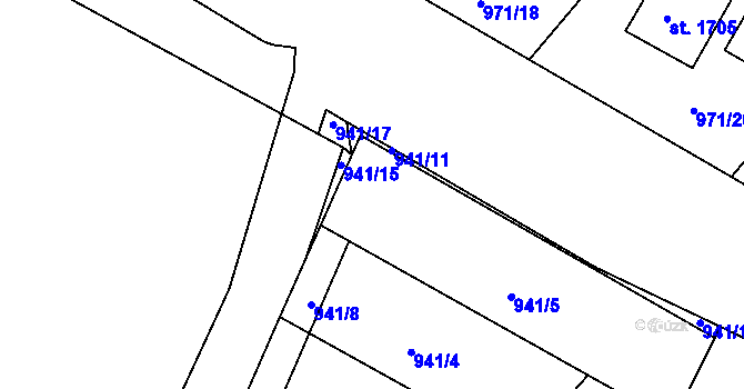 Parcela st. 941/6 v KÚ Lanškroun, Katastrální mapa