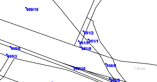 Parcela st. 951/5 v KÚ Lanškroun, Katastrální mapa