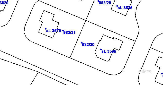 Parcela st. 982/30 v KÚ Lanškroun, Katastrální mapa