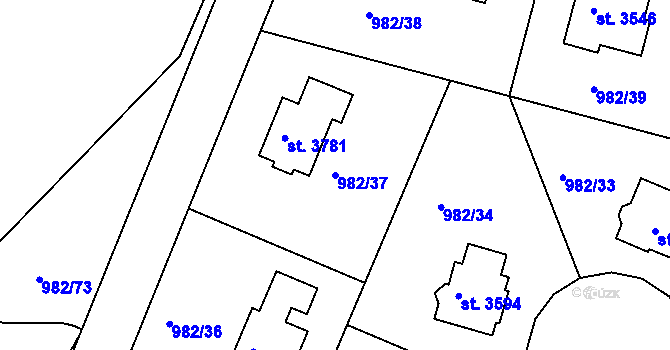 Parcela st. 982/37 v KÚ Lanškroun, Katastrální mapa