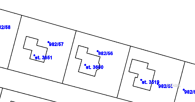 Parcela st. 982/56 v KÚ Lanškroun, Katastrální mapa