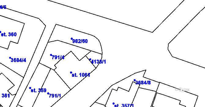 Parcela st. 982/61 v KÚ Lanškroun, Katastrální mapa