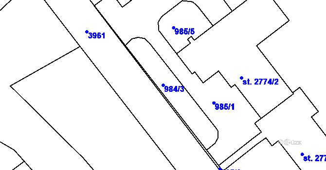 Parcela st. 984/3 v KÚ Lanškroun, Katastrální mapa