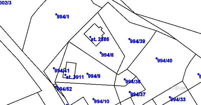 Parcela st. 994/8 v KÚ Lanškroun, Katastrální mapa