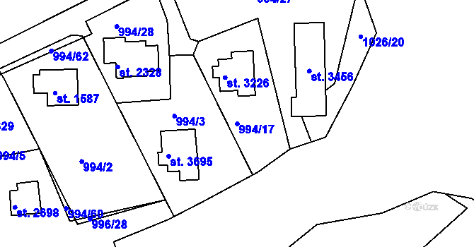Parcela st. 994/17 v KÚ Lanškroun, Katastrální mapa