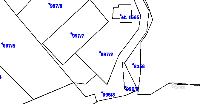 Parcela st. 997/2 v KÚ Lanškroun, Katastrální mapa