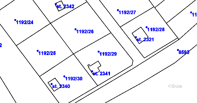 Parcela st. 1192/29 v KÚ Lanškroun, Katastrální mapa