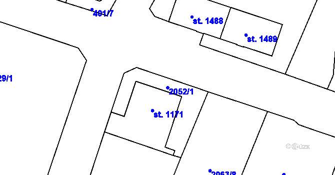 Parcela st. 2052/1 v KÚ Lanškroun, Katastrální mapa