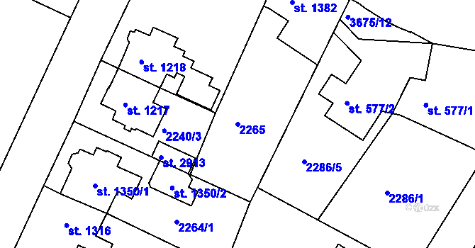 Parcela st. 2265 v KÚ Lanškroun, Katastrální mapa