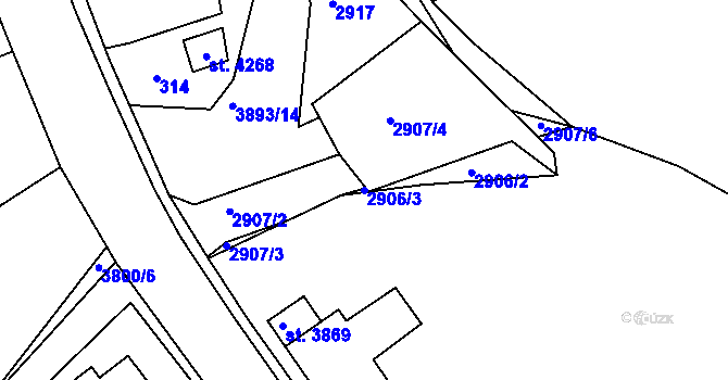 Parcela st. 2906/3 v KÚ Lanškroun, Katastrální mapa