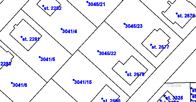 Parcela st. 3045/22 v KÚ Lanškroun, Katastrální mapa