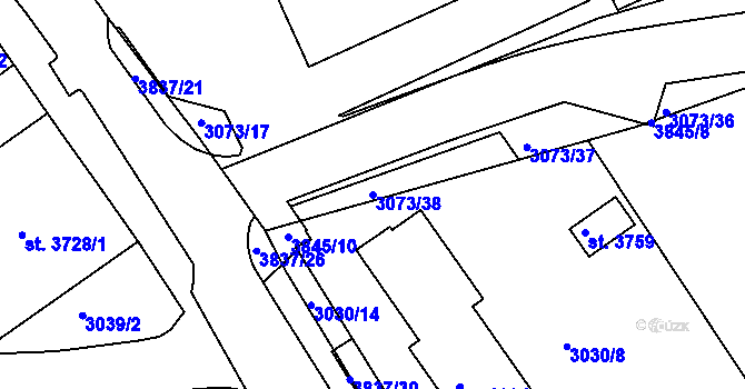 Parcela st. 3073/38 v KÚ Lanškroun, Katastrální mapa
