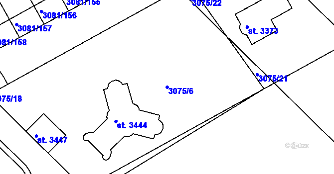 Parcela st. 3075/6 v KÚ Lanškroun, Katastrální mapa
