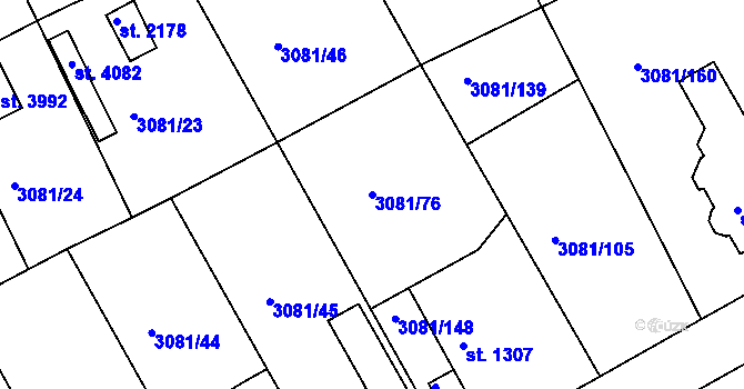 Parcela st. 3081/76 v KÚ Lanškroun, Katastrální mapa