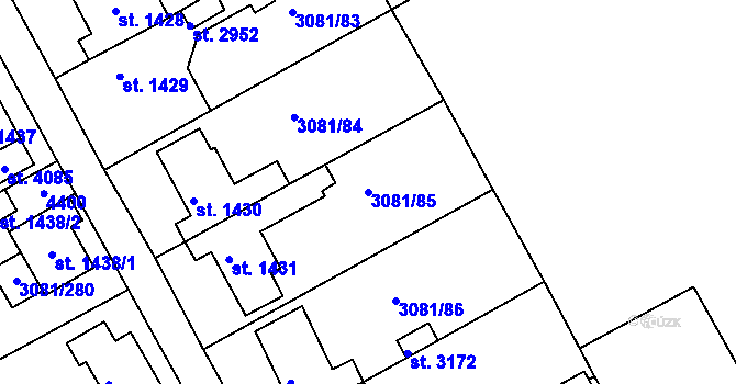 Parcela st. 3081/85 v KÚ Lanškroun, Katastrální mapa