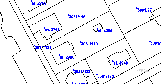 Parcela st. 3081/120 v KÚ Lanškroun, Katastrální mapa