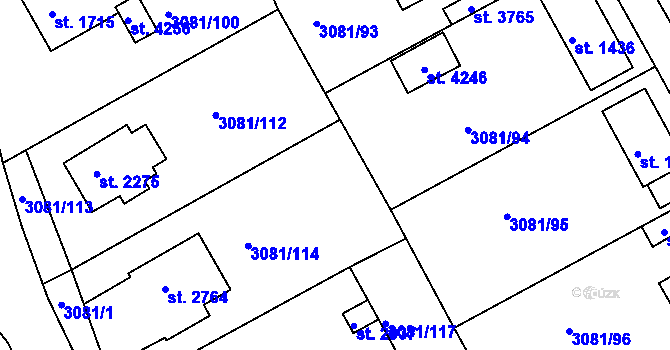 Parcela st. 3081/125 v KÚ Lanškroun, Katastrální mapa