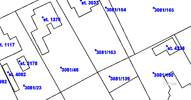Parcela st. 3081/163 v KÚ Lanškroun, Katastrální mapa