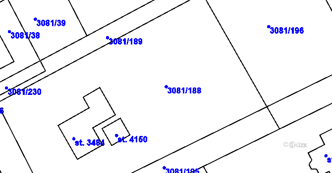Parcela st. 3081/188 v KÚ Lanškroun, Katastrální mapa