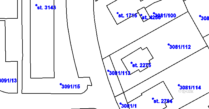 Parcela st. 3081/191 v KÚ Lanškroun, Katastrální mapa
