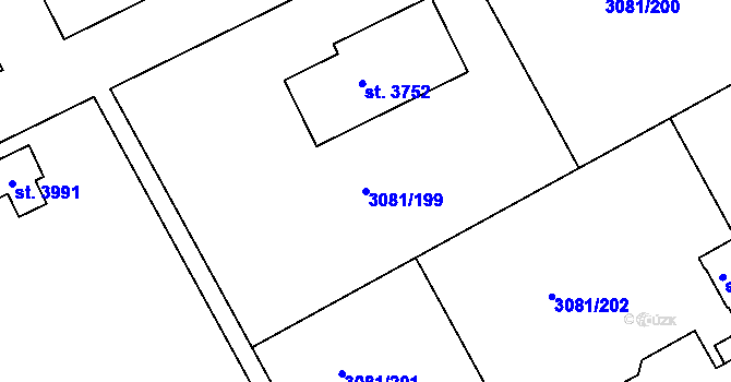 Parcela st. 3081/199 v KÚ Lanškroun, Katastrální mapa