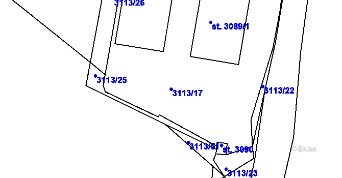 Parcela st. 3113/17 v KÚ Lanškroun, Katastrální mapa
