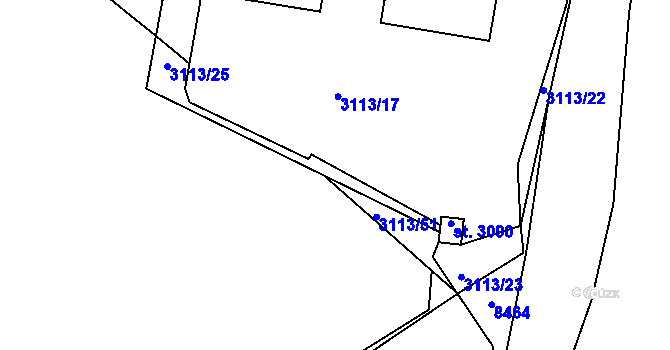 Parcela st. 3113/20 v KÚ Lanškroun, Katastrální mapa
