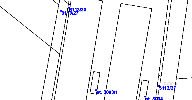 Parcela st. 3113/34 v KÚ Lanškroun, Katastrální mapa