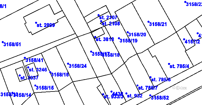 Parcela st. 3158/18 v KÚ Lanškroun, Katastrální mapa