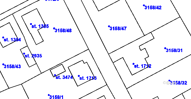 Parcela st. 3158/39 v KÚ Lanškroun, Katastrální mapa