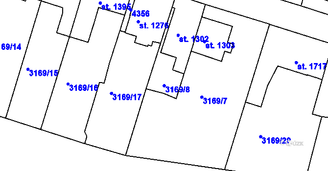 Parcela st. 3169/8 v KÚ Lanškroun, Katastrální mapa