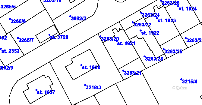 Parcela st. 3263/13 v KÚ Lanškroun, Katastrální mapa