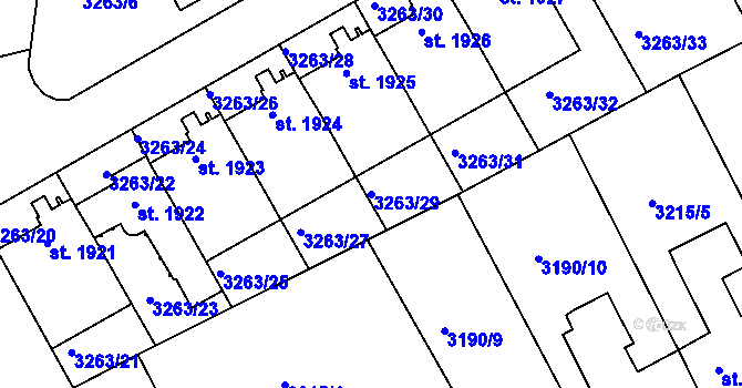 Parcela st. 3263/29 v KÚ Lanškroun, Katastrální mapa