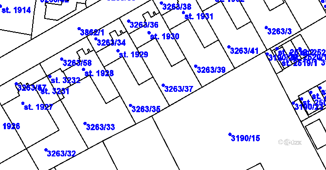 Parcela st. 3263/37 v KÚ Lanškroun, Katastrální mapa