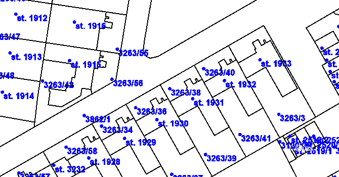 Parcela st. 3263/38 v KÚ Lanškroun, Katastrální mapa
