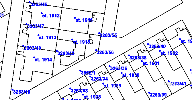 Parcela st. 3263/56 v KÚ Lanškroun, Katastrální mapa