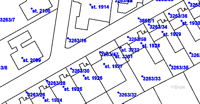 Parcela st. 3263/57 v KÚ Lanškroun, Katastrální mapa