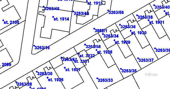 Parcela st. 3263/58 v KÚ Lanškroun, Katastrální mapa