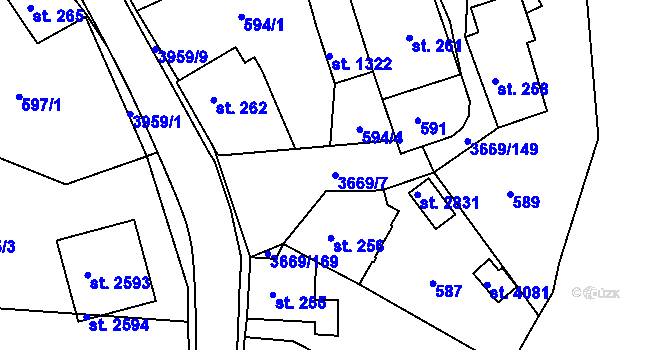 Parcela st. 3669/7 v KÚ Lanškroun, Katastrální mapa